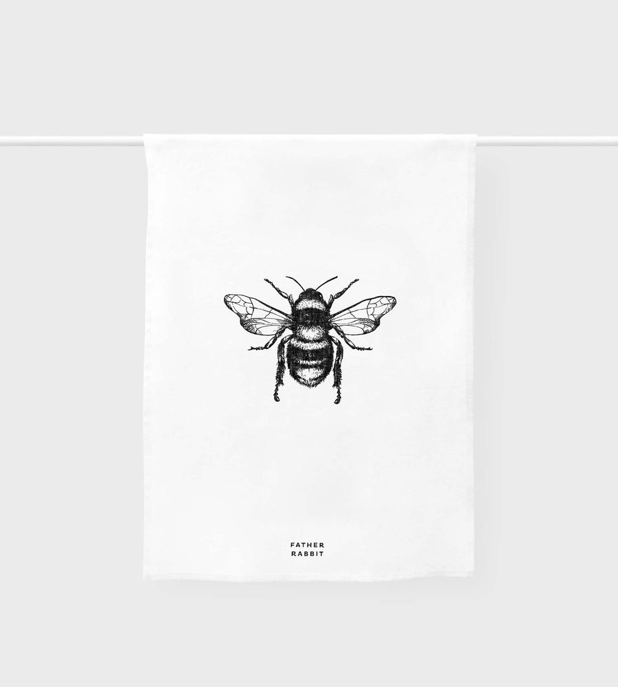 Father Rabbit | Bee Linen Tea Towel | Cream