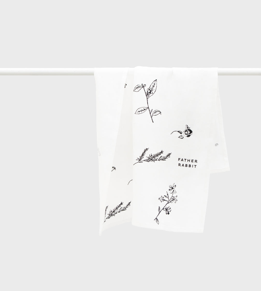 Father Rabbit | Botanical Linen Tea Towel | Cream