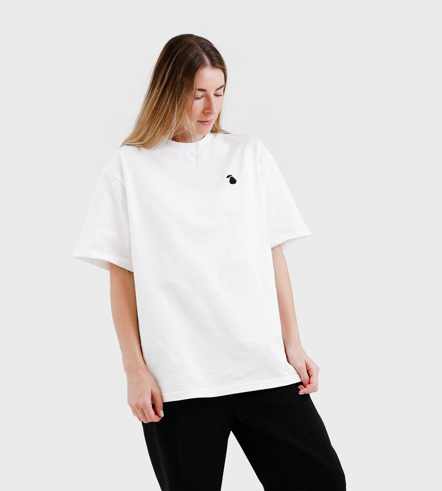 Father Rabbit | Boyfriend T-Shirt | White | Embroidered Pear