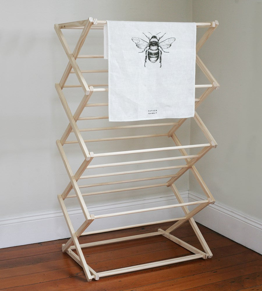 Father Rabbit | Wooden Clothes Drying Rack with Built in Top Rack