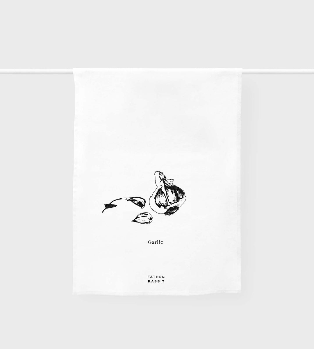 Father Rabbit | Garlic Linen Tea Towel | Cream