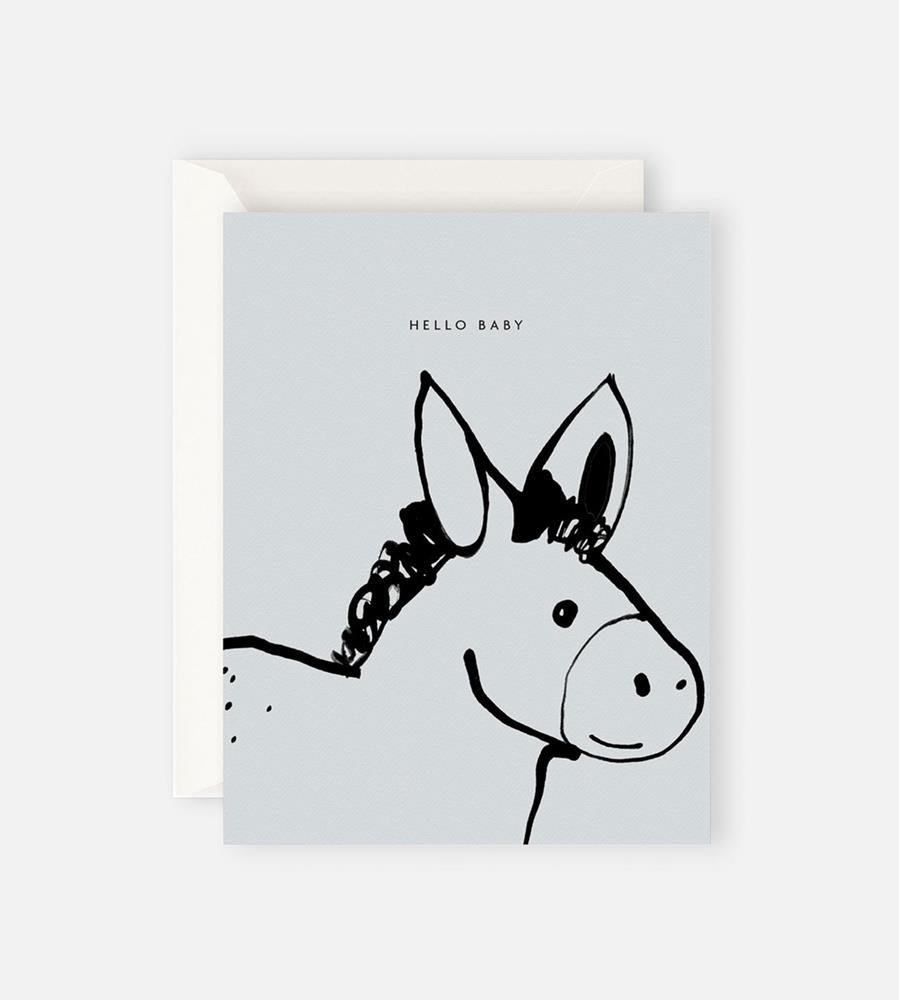Father Rabbit Stationery | Hello Baby Donkey Card