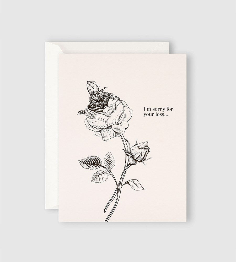 Father Rabbit Stationery | I'm Sorry For Your Loss Rose Card