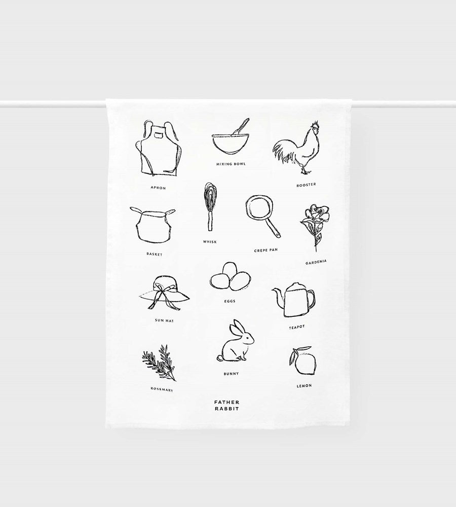Father Rabbit | Tea Towel | Cottage Drawings