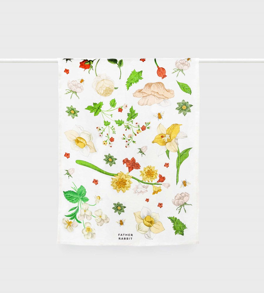 Father Rabbit | Tea Towel | Vintage Wallpaper