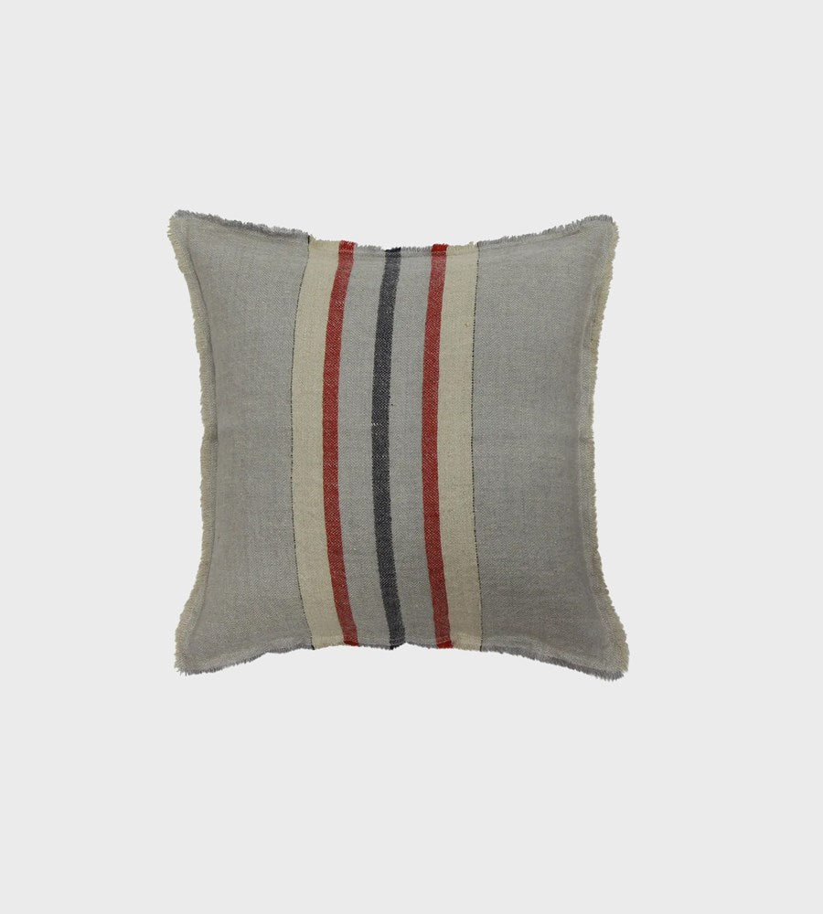 Herringbone Stripe Linen Cushion | Grey (including feather inner)
