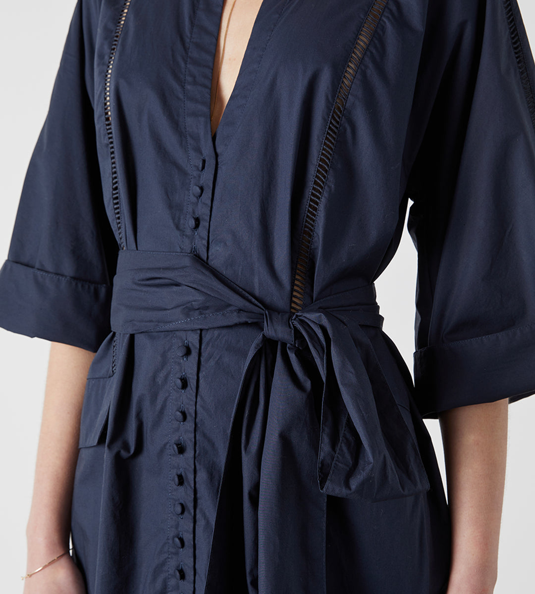 Joslin | Amelia Organic Cotton Maxi Smock Dress | Navy