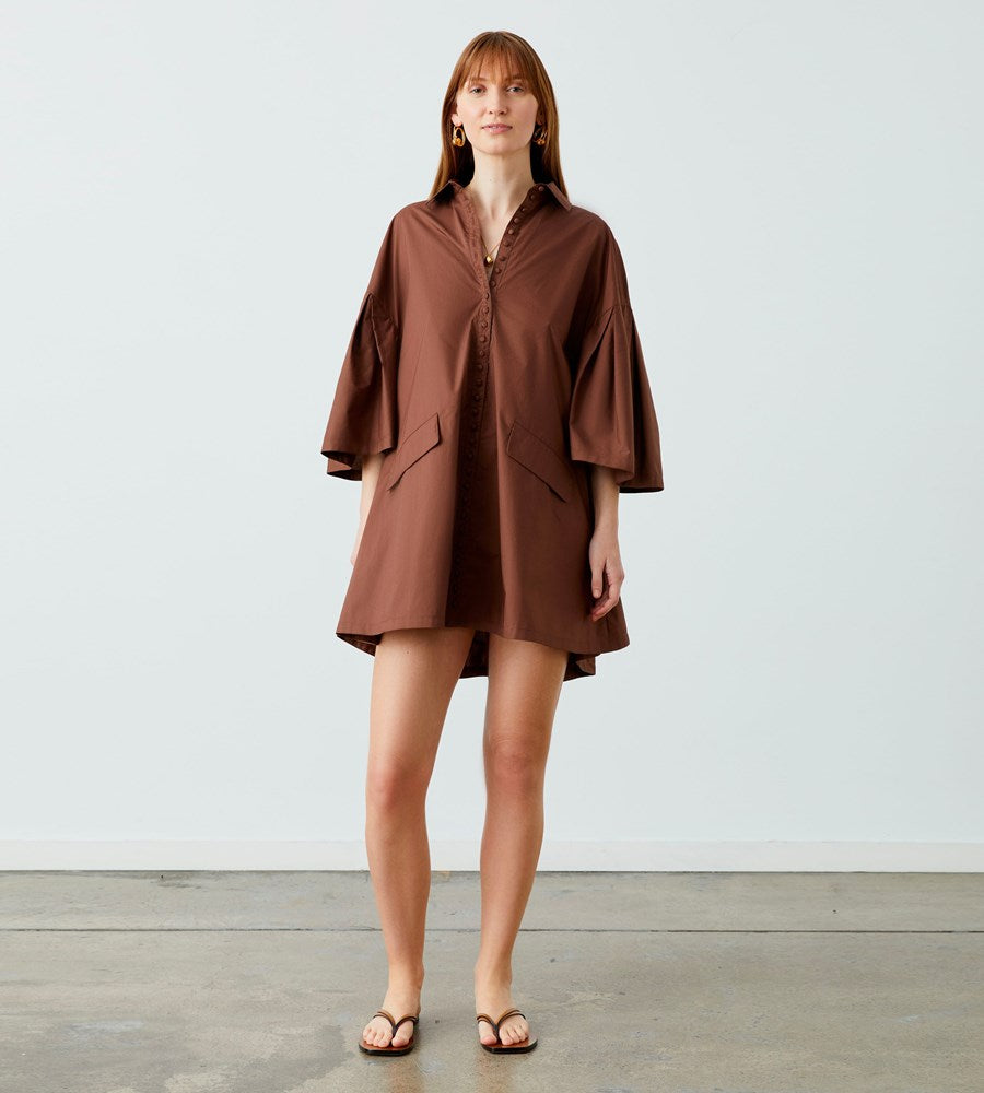 Joslin | Clara Organic Cotton Smock Shirt Dress | Coconut