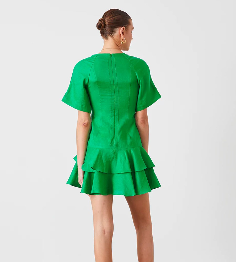 Joslin | Gwen Linen Mini Dress | Emerald