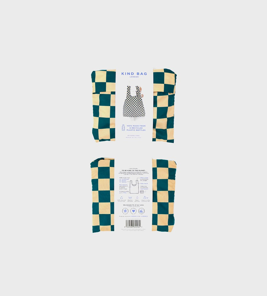 Kind Bag | Reusable Bag Medium | Checkerboard Teal