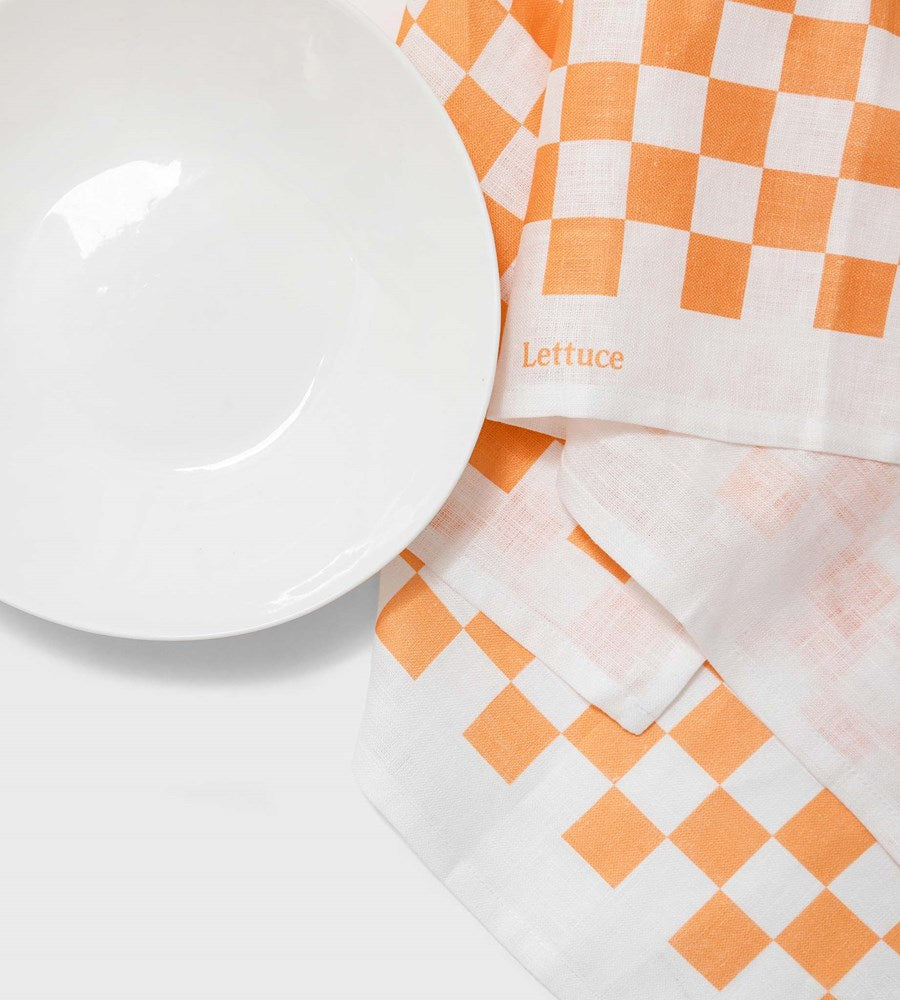 Lettuce | Tea Towel | Checkers Peach