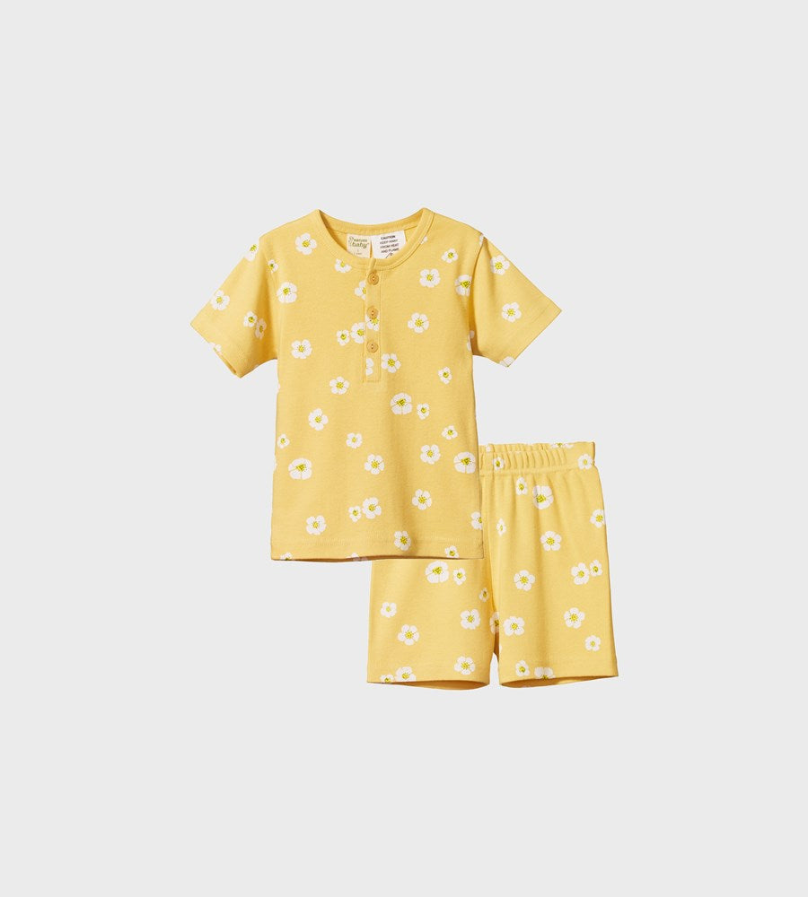 Nature Baby | 2pc Short Sleeve Pyjamas | Strawberry Flower Sleepwear Print