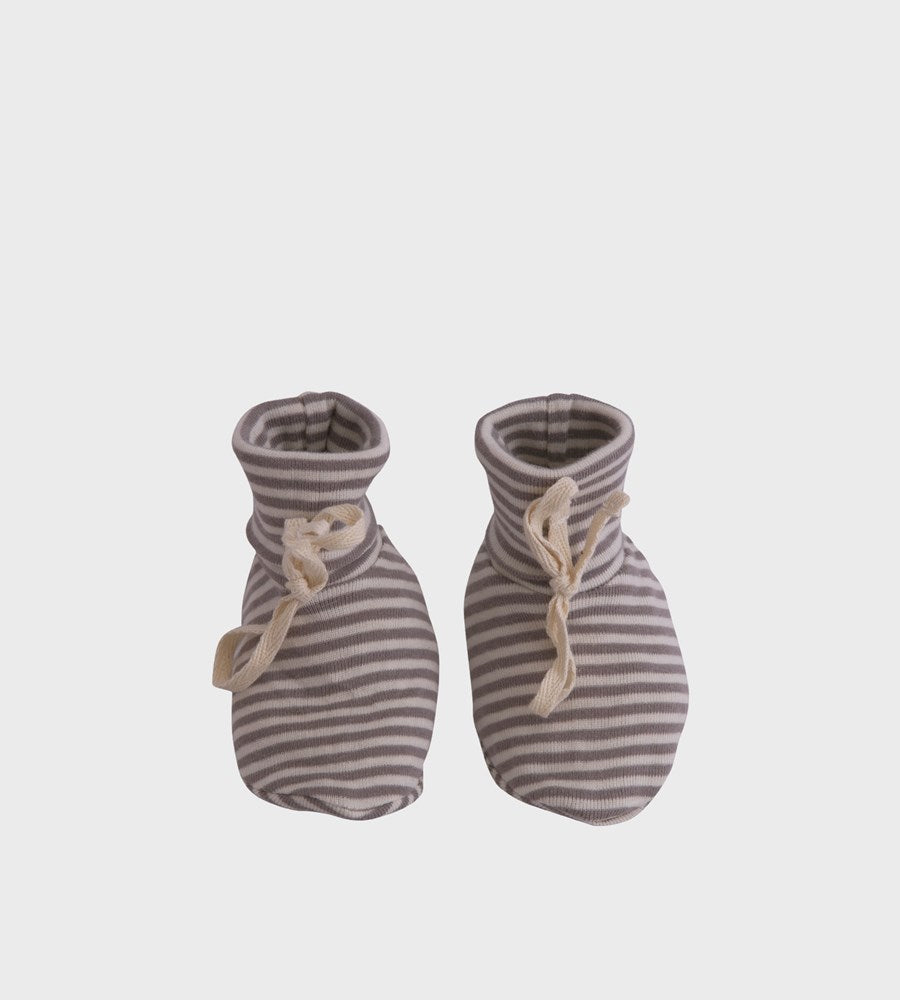 Nature Baby | Cotton Booties | Grey Marle Stripe