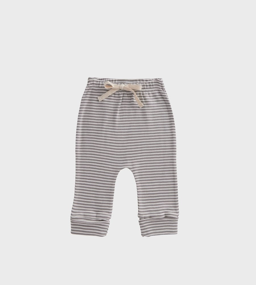 Nature Baby | Cotton Drawstring Pants | Grey Marl Stripe