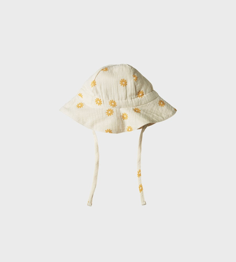 Nature Baby | Crinkle Muslin Sunhat | Chamomile Natural Print