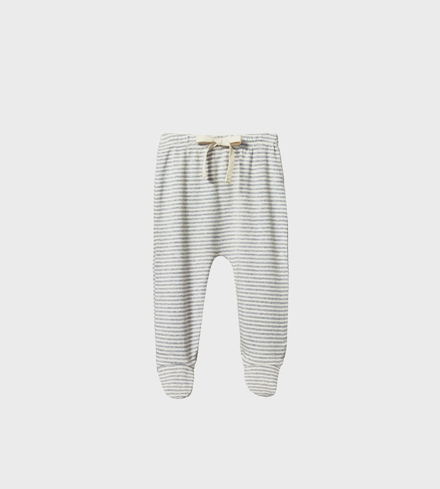 Nature Baby | Footed Rompers | Grey Marl Stripe