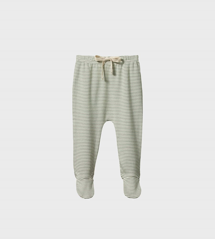 Nature Baby | Footed Rompers | Nettle Pinstripe