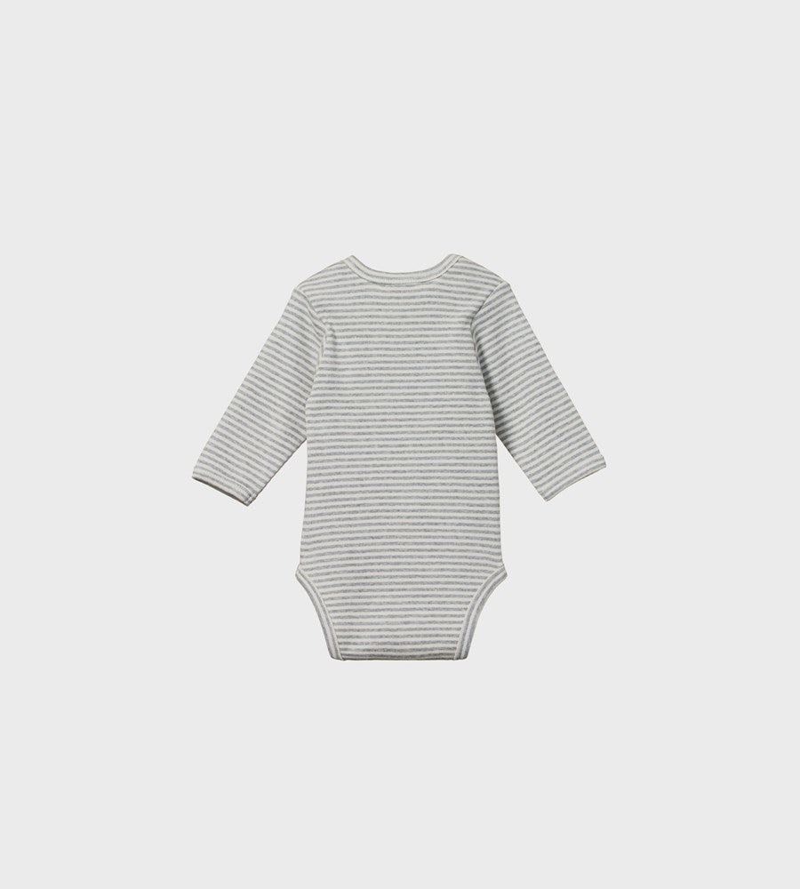 Nature Baby | Long Sleeve Bodysuit | Grey Marl Stripe