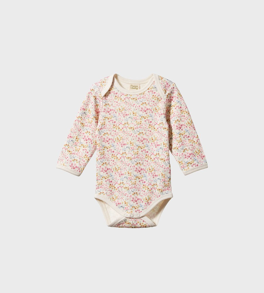Nature Baby Long Sleeve Bodysuit Wildflower Mountain Print