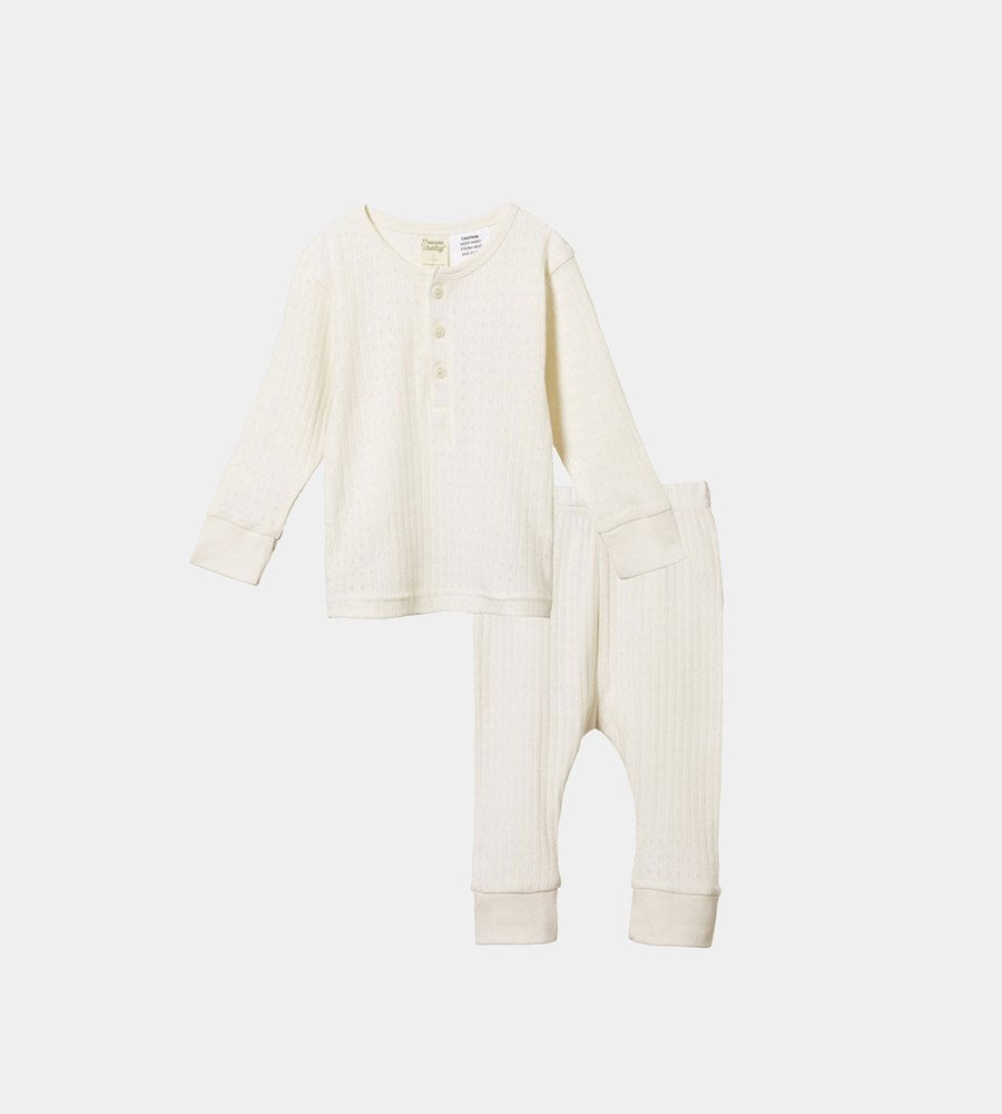 Nature Baby | Long Sleeve Pointelle Pyjamas | Natural
