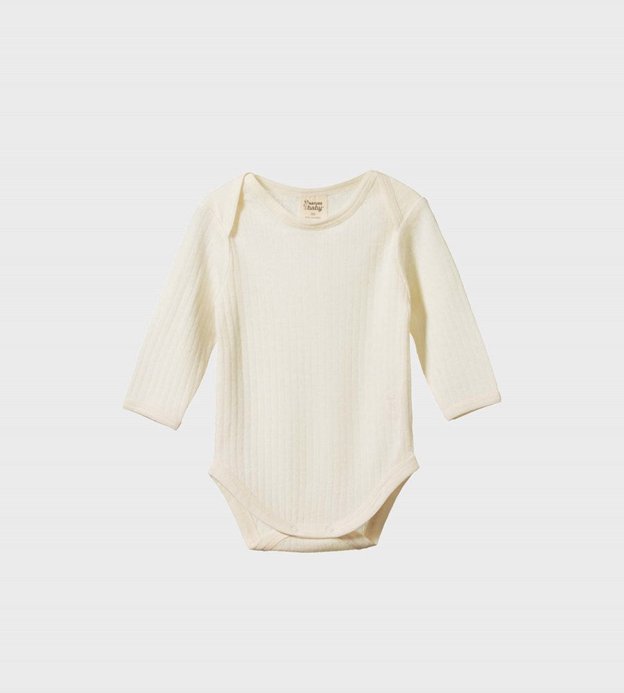 Nature Baby | Mer Ess Long Sleeve Bodysuit Pointelle | Natural