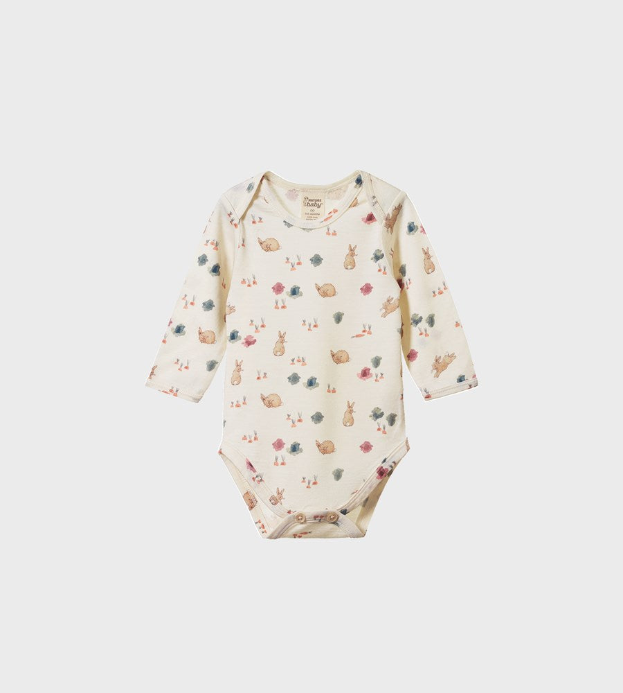 Nature Baby Mer Ess L/S Bodysuit Country Bunny Print