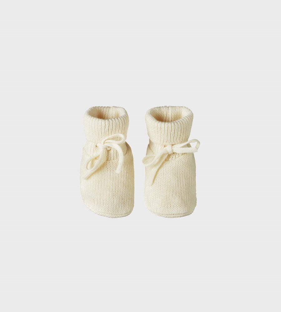 Nature Baby | Merino Knit Drawstring Booties | Natural