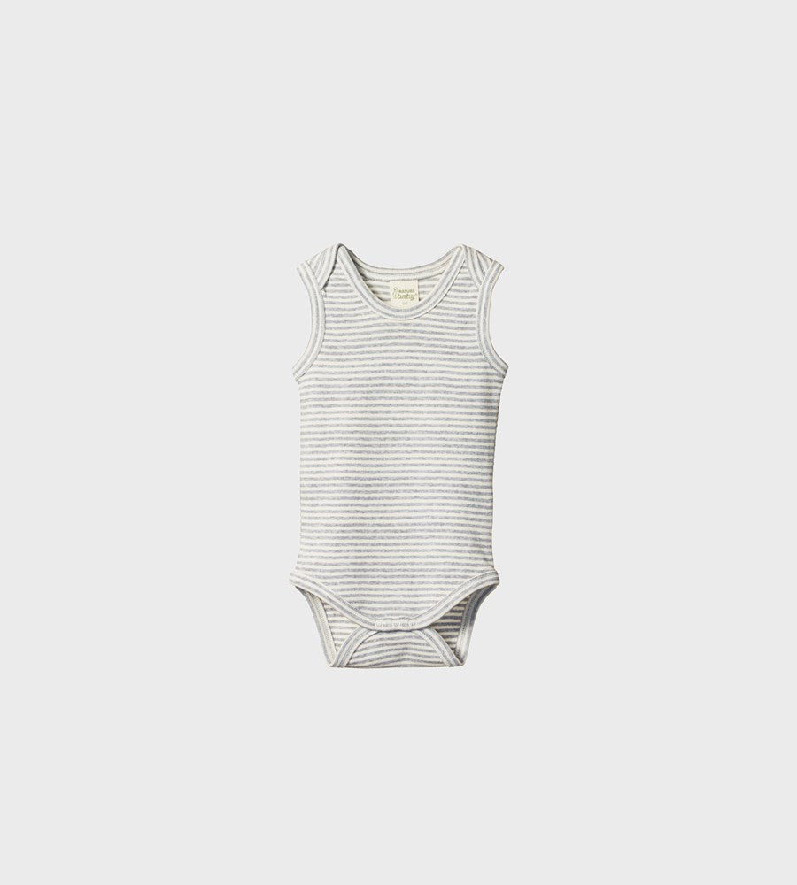 Nature Baby | Singlet Bodysuit | Grey Marle Stripe