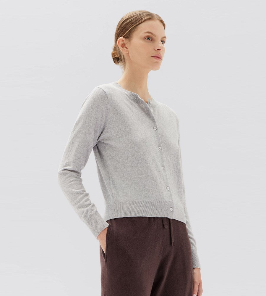 Semra Cotton Cashmere Cardigan Grey Marle