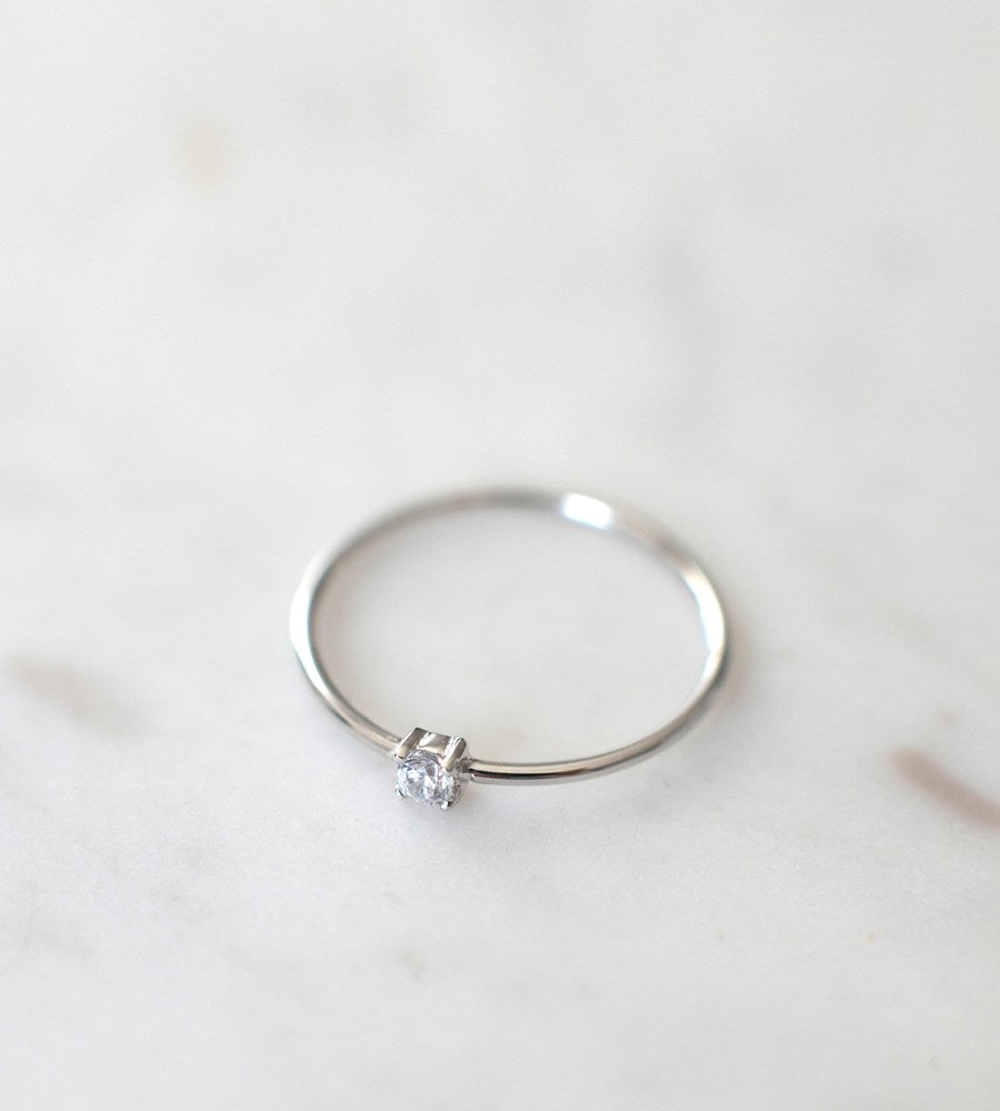 Sophie | Mini Rock Ring Clear | Silver