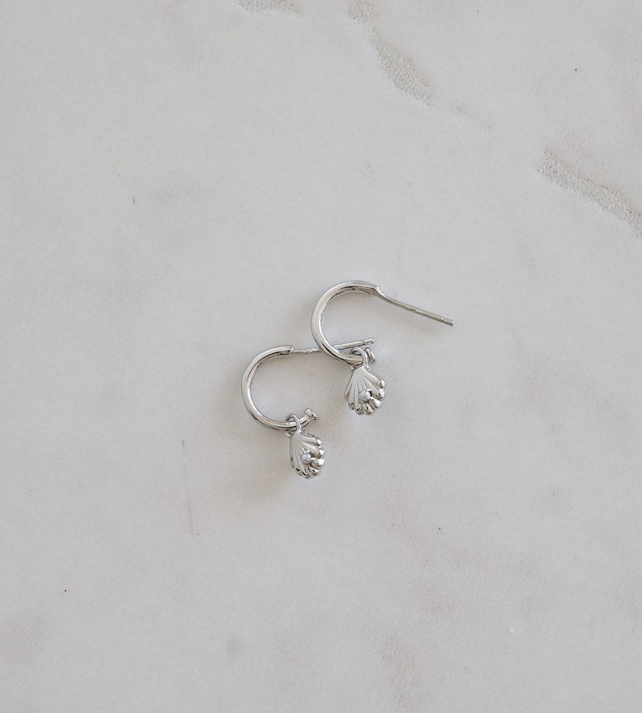 Sophie | She Shell Hoop Studs | Silver