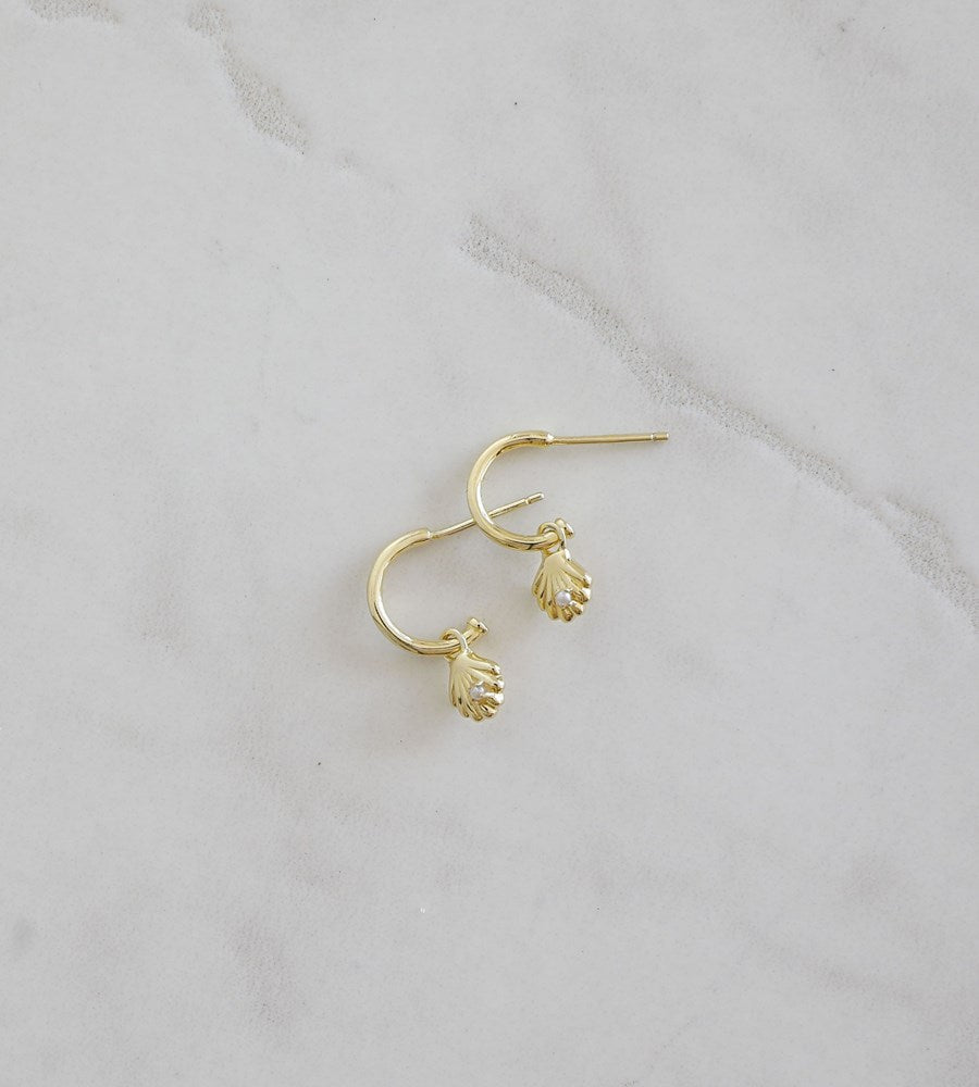 Sophie | She Shell Hoop Studs  | Gold