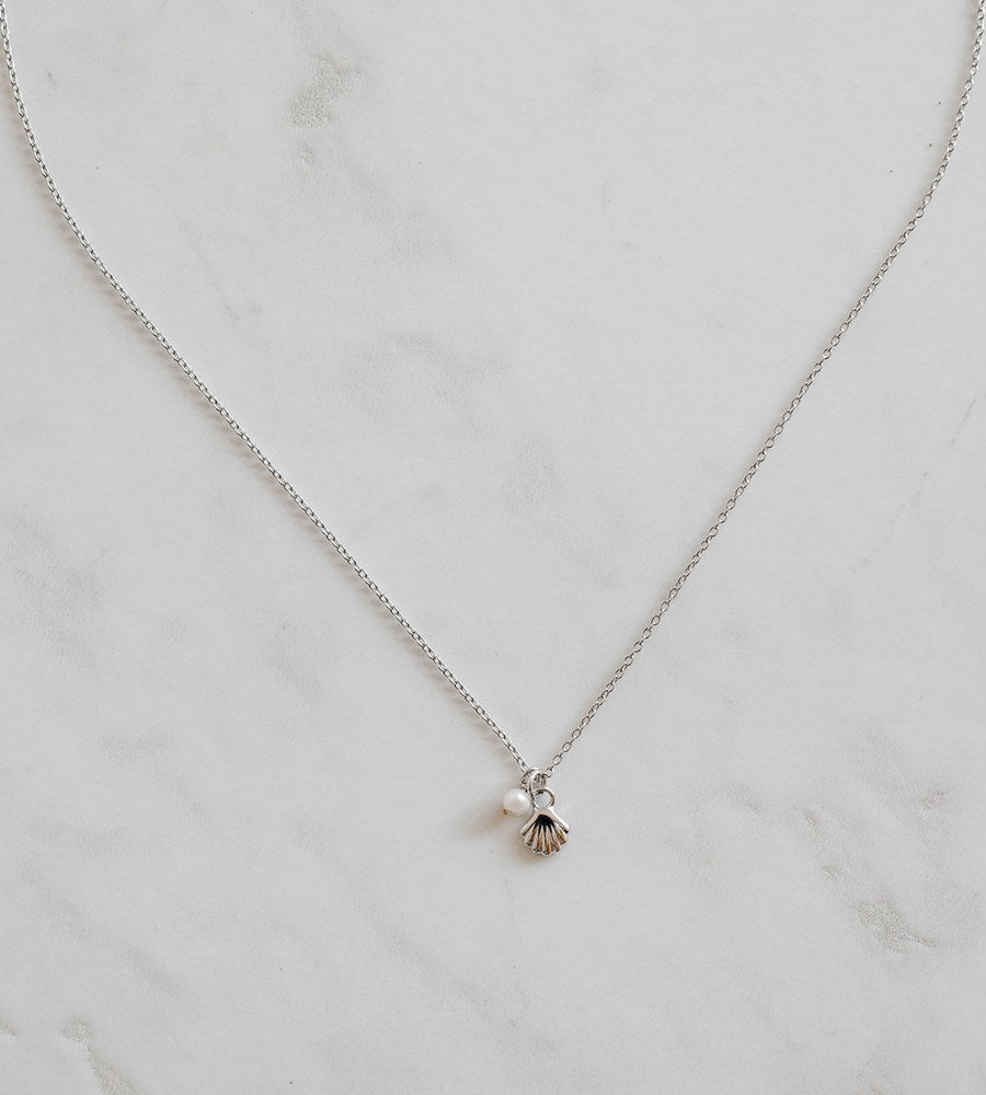 Sophie | She Shell Necklace w. Pearl | Silver