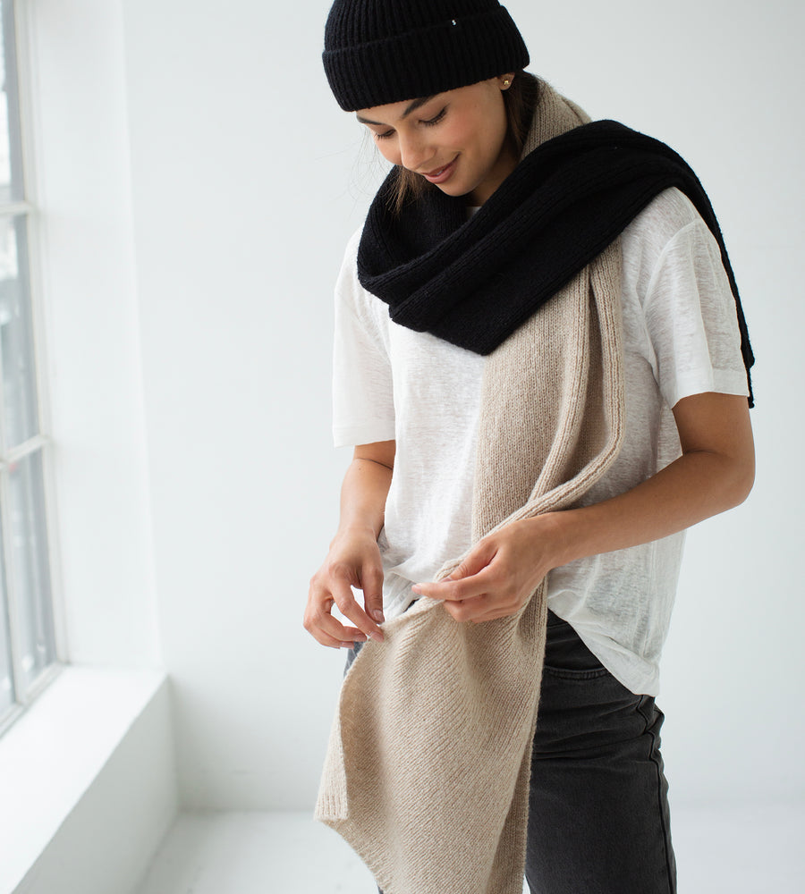 Sophie | Two Tone Scarf | Black & Oat