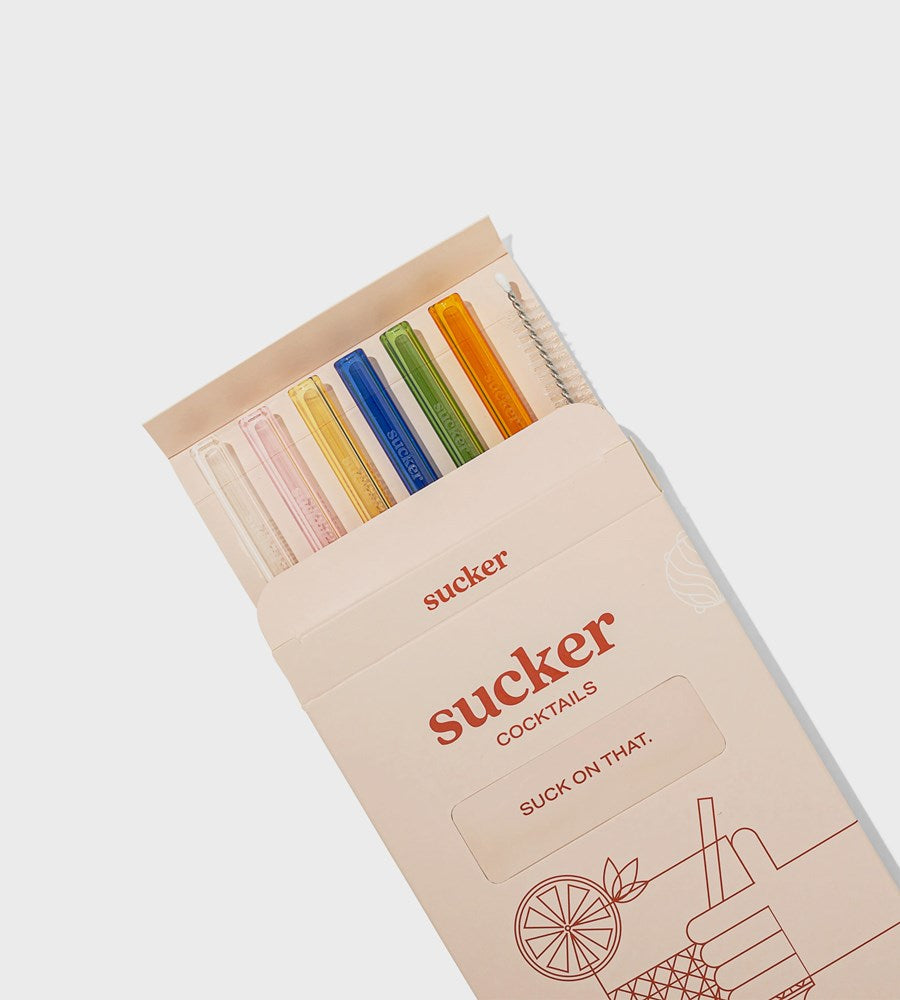 Sucker | Reusable Glass Cocktail Straws | Multi-colour