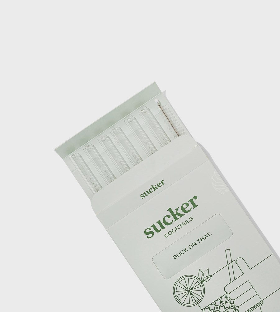 Sucker | Reusable Glass Cocktail Straws | Transparent