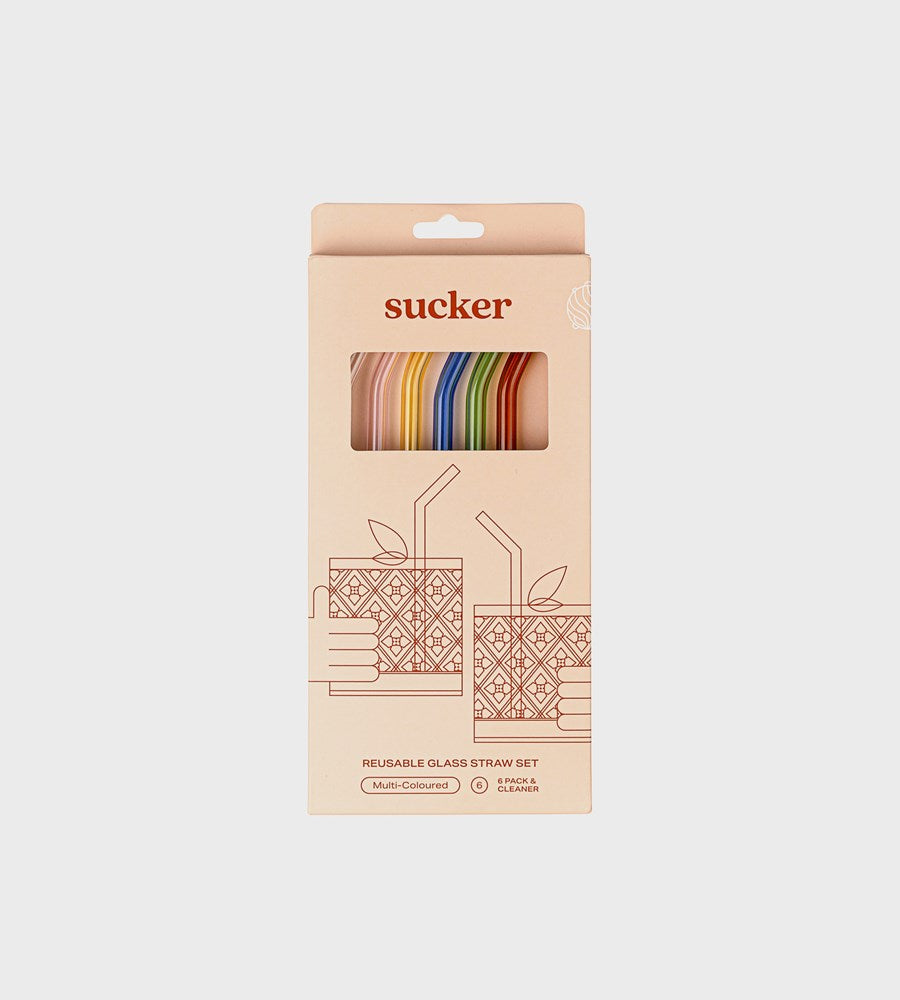 Sucker | Reusable Glass Drinking Straws | Multi-colour