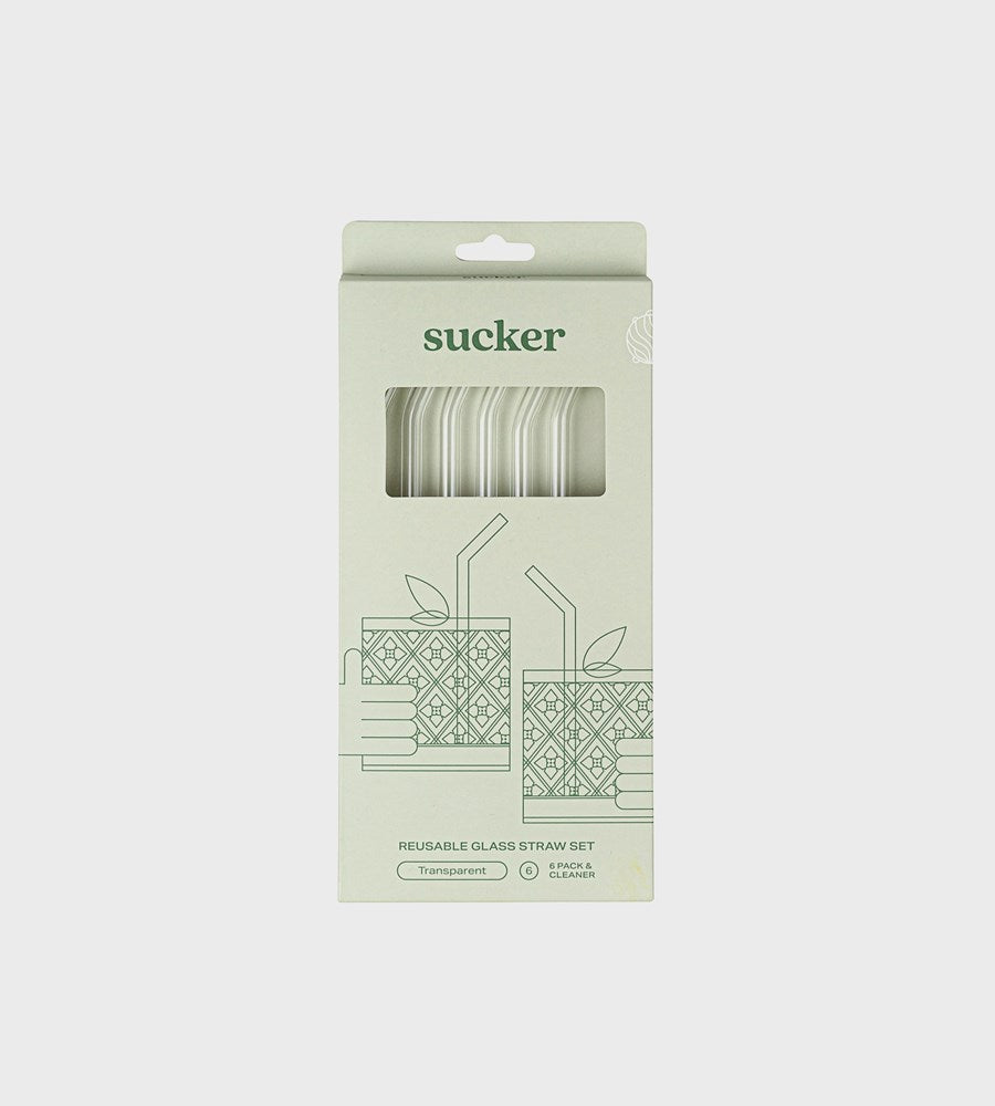 Sucker | Reusable Glass Drinking Straws | Transparent
