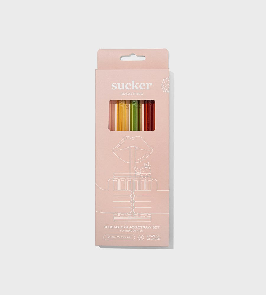Sucker | Reusable Glass Smoothie Straws | Multi-colour