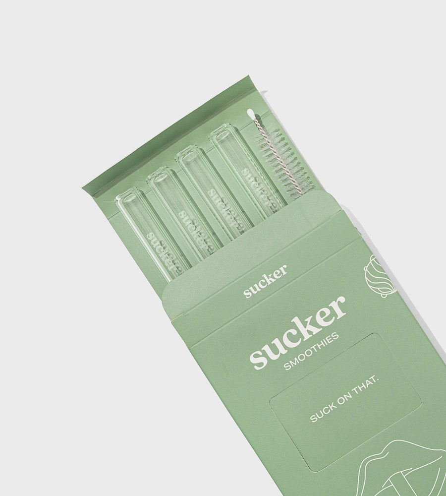 Sucker | Reusable Glass Smoothie Straws | Transparent
