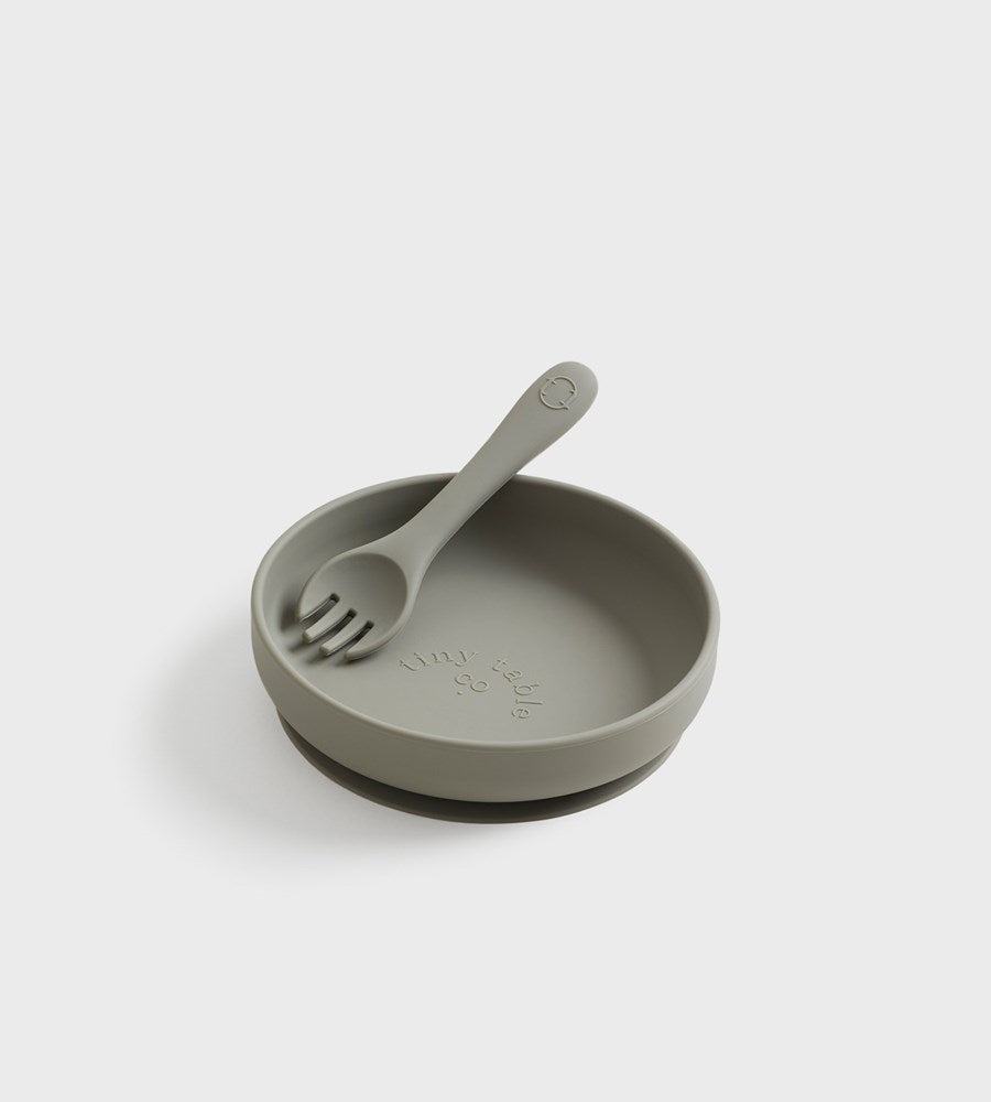 Tiny Table Co. | Plate and Spork Set | Olive