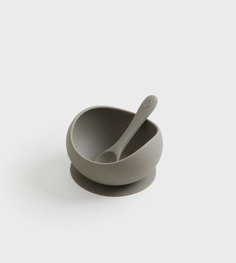 Tiny Table Co. | Suction Bowl and Spoon Set | Olive