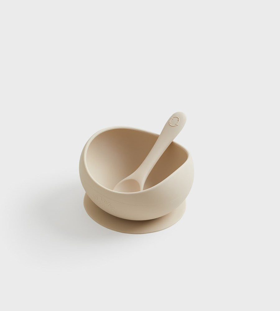 Tiny Table Co. | Suction Bowl and Spoon Set | Sand