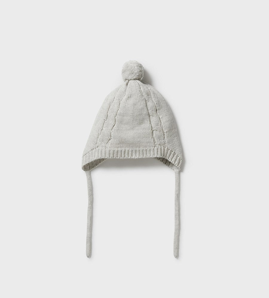 Wilson & Frenchy | Knitted Mini Cable Bonnet | Grey Melange