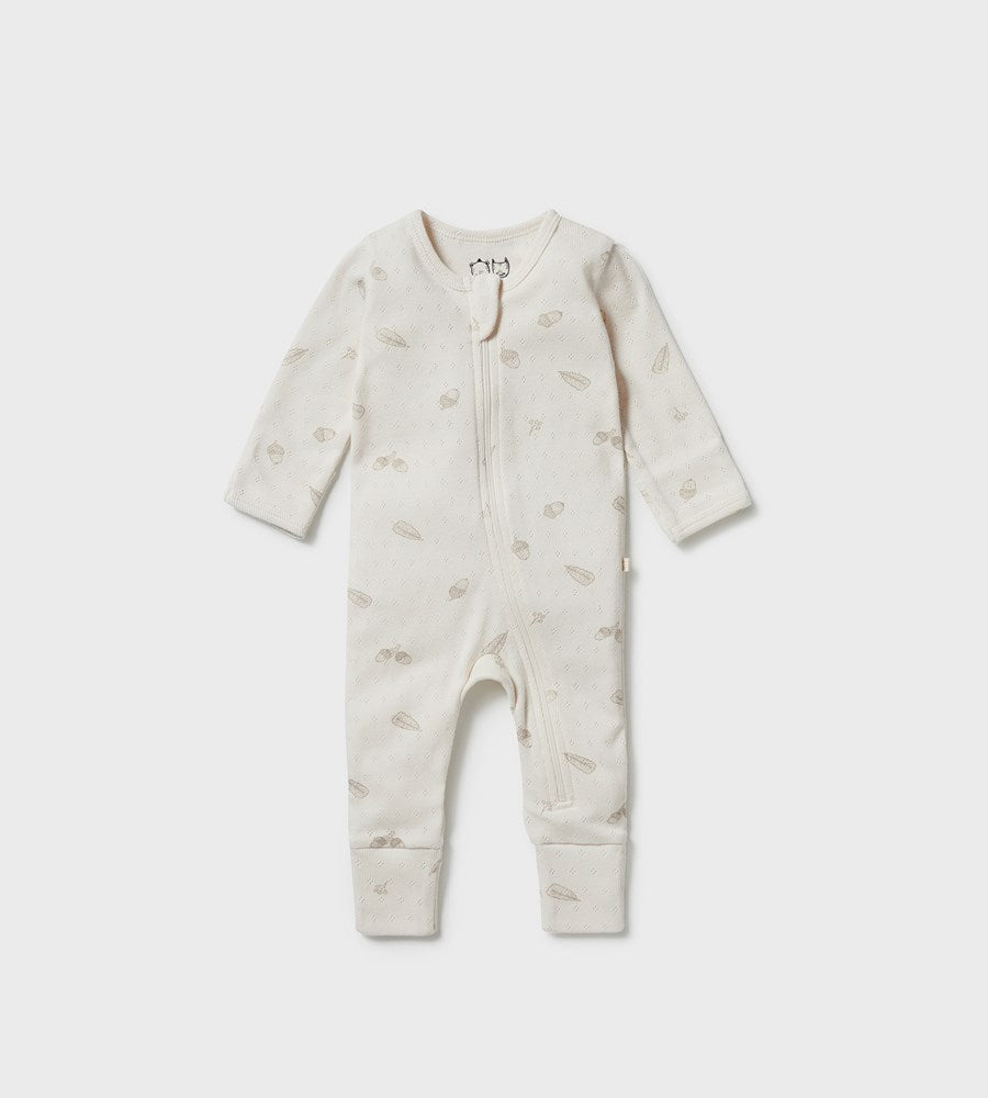 Wilson & Frenchy | Organic Pointelle Zipsuit with Feet | Little Acorn