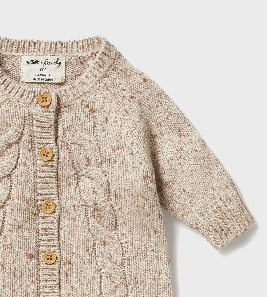 Wilson & Frenchy Almond Fleck Knitted Cable Growsuit