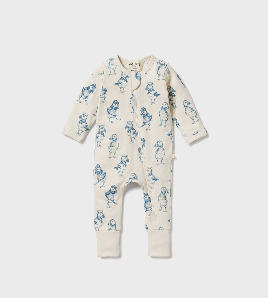 Wilson & Frenchy | Organic Zipsuit with Feet | Petit Puffin