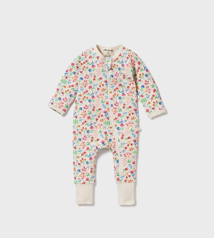 Wilson & Frenchy | Organic Zipsuit with Feet | Tropical Garden