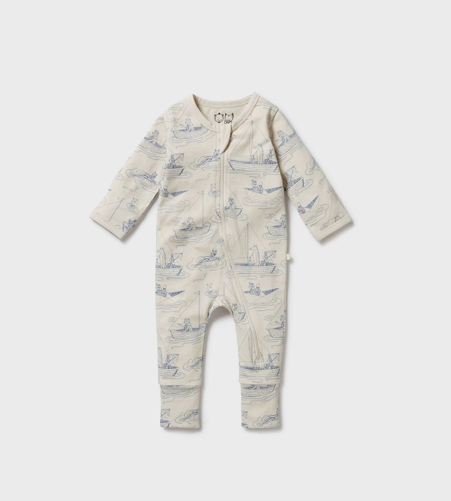 Wilson & Frenchy Sail Away Organic Zipsuit with Feet